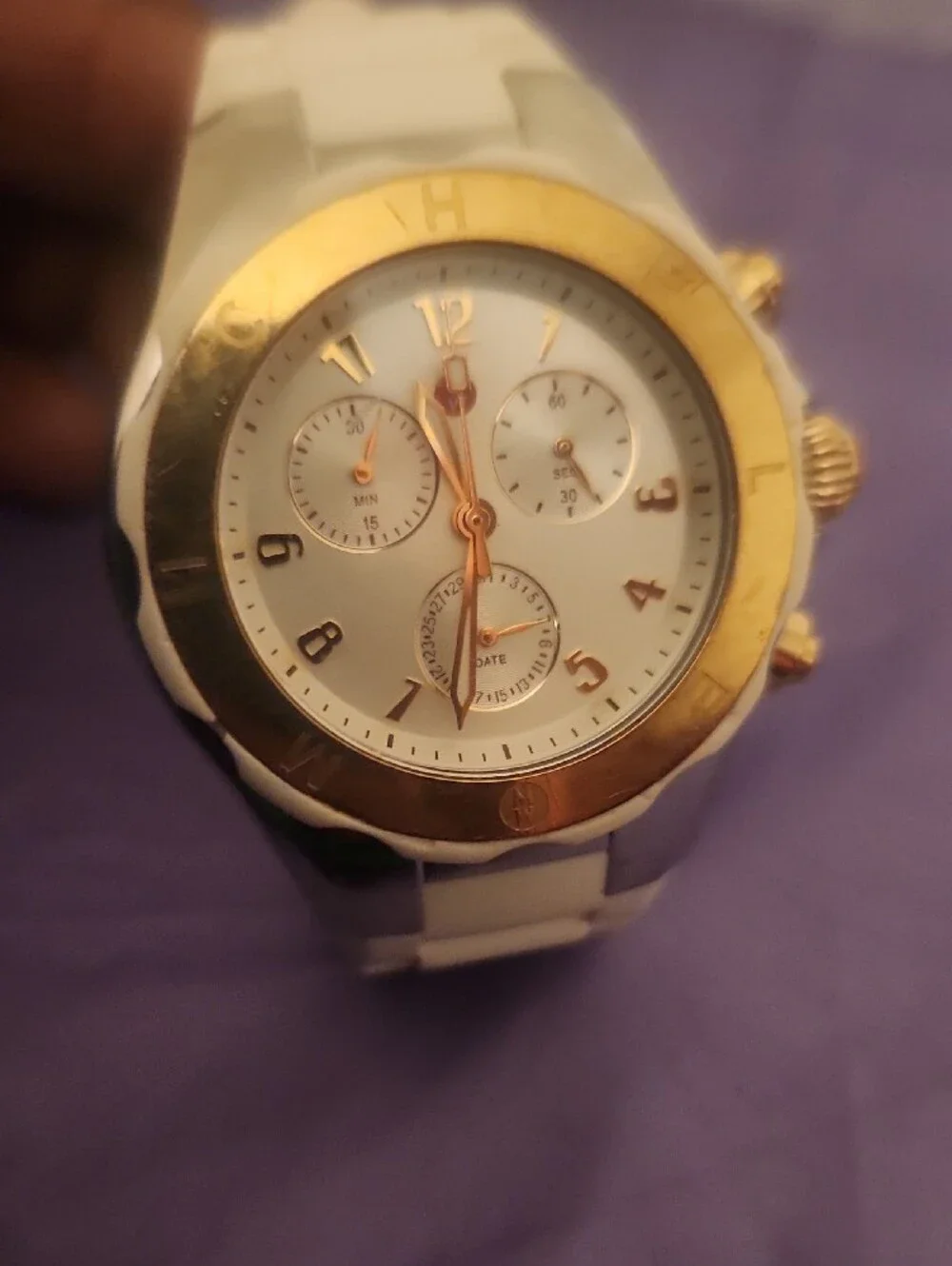 Gold and White Men’s Chronograph Watch -Michelle Tahitian
